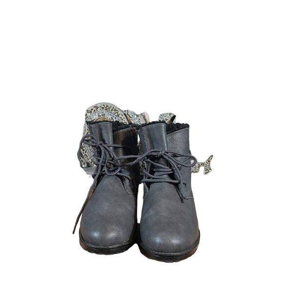 Sporto Gray Hornet Leather Faux Fur Ankle Boots Women Sz 6 - Picture 12 of 13